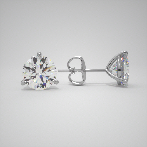 Diamond Stud Earrings Three Prong Setting